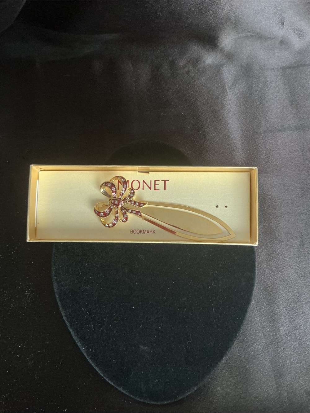 Vintage Monet Gold Floral Ribbon Bookmark - Gold